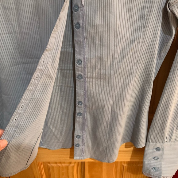 Sisley Woman’s size M Long Sleeve Fitted button down blouse shirt lace trim - Picture 10 of 11